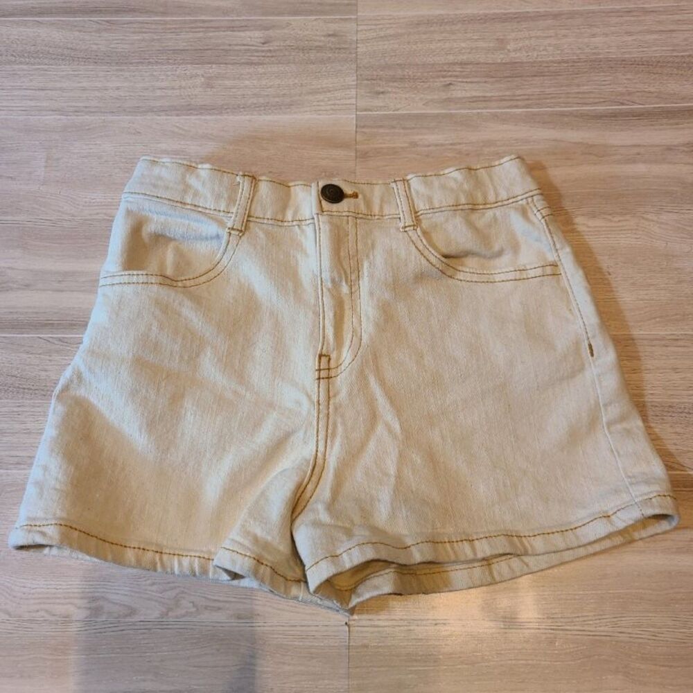 Free Assembly Girls Cream White Denim Shorts M 7 8 High Rise 90s Stretch A-Line